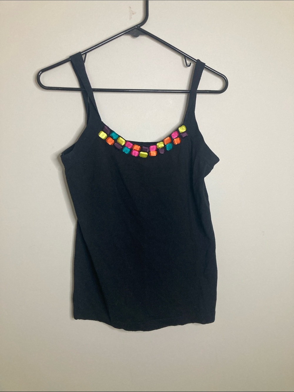 Michael Simon Black Camisole with Multicolor Bead Accent